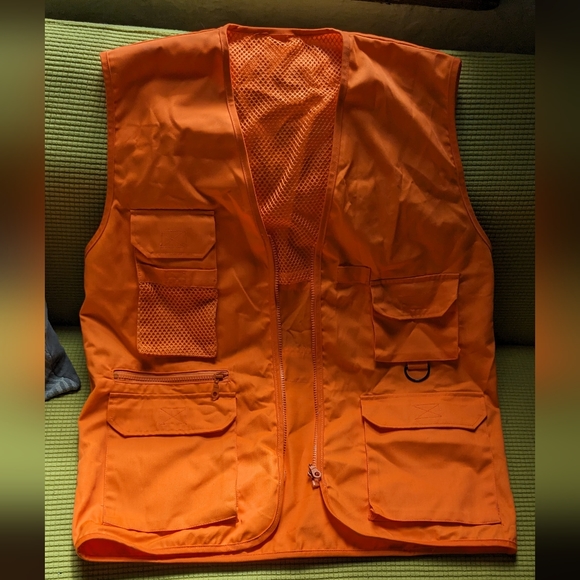 COPY - Orange neon vest with zipper and pockets for men size medium or large - Picture 8 of 8